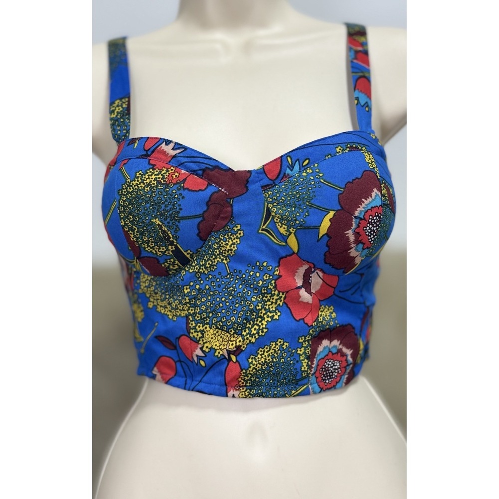 BOG Collection Floral Crop top Size M Floral‎ Bustier EUC Top Boho Retro Y2K
